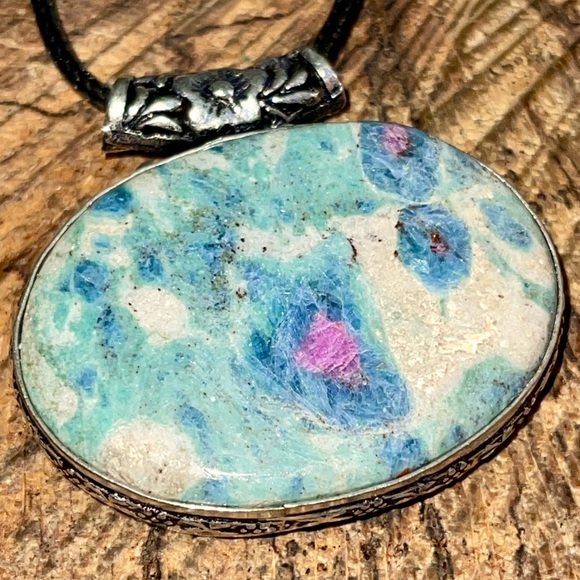 Corundum Ruby Fuchsite Pendant 1 1/2”x 1 7/8” - Picture 5 of 14